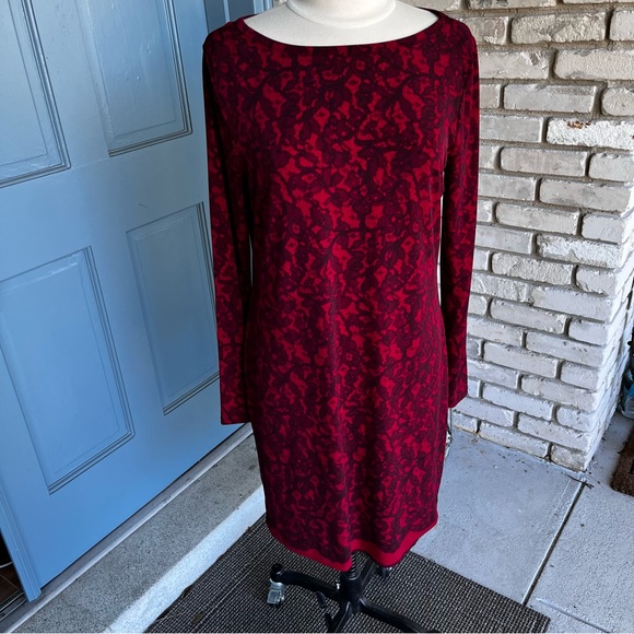Michael Michael Kors 2 tone red  design long sleeve dress - Picture 1 of 6